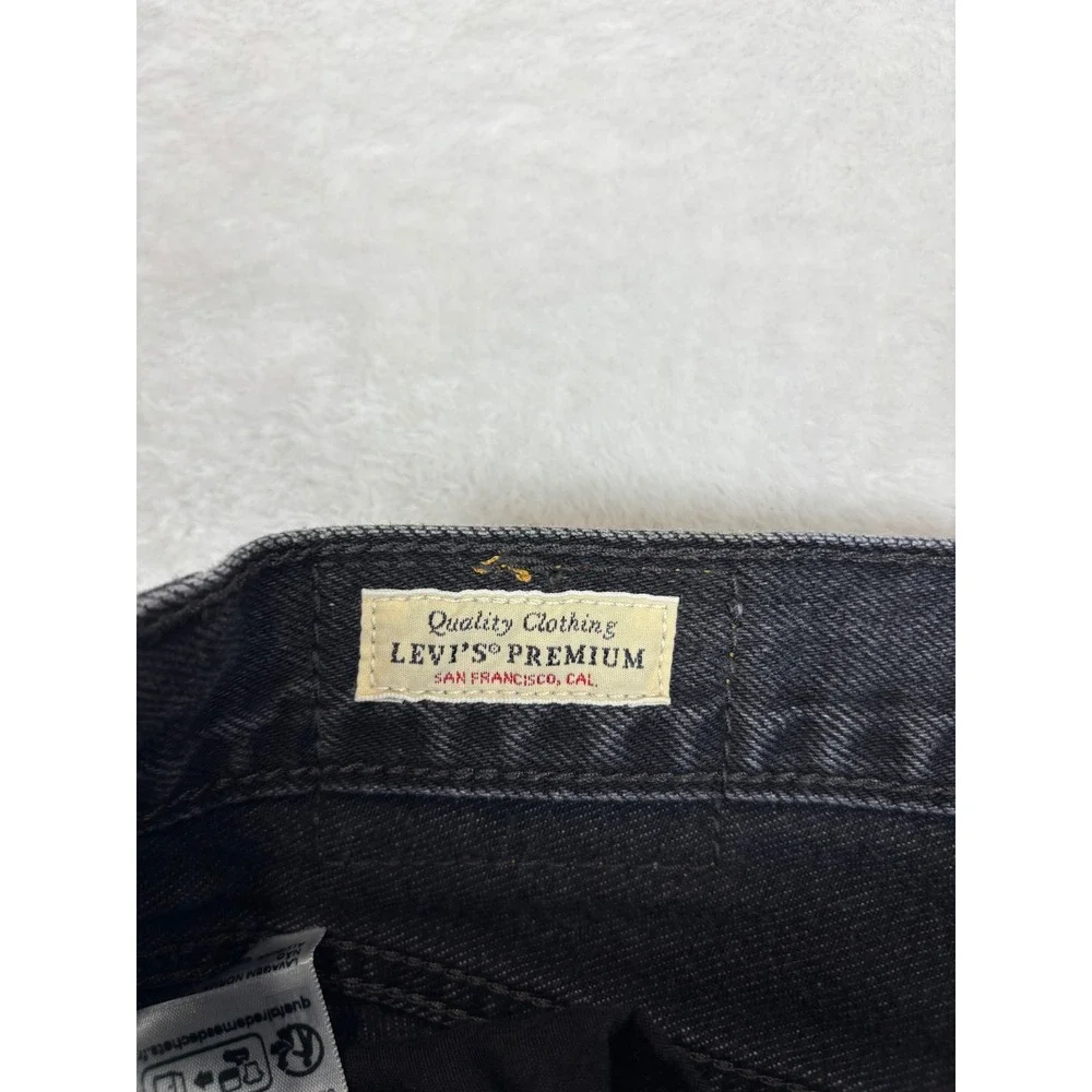 Levis Premium Baggy Dad Mens 29x32 Jeans Washed Fuzzy Black Faded Denim Wide Fit